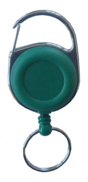 Image JOJO – Ausweishalter / Ausweisclip / Schlüsselanhänger mit runder Form, Metallumrandung, Gürtelclip, Schlüsselring, Farbe grün- 10 Stück