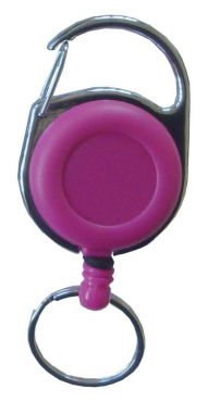 Image JOJO – Ausweishalter / Ausweisclip / Schlüsselanhänger mit runder Form, Metallumrandung, Gürtelclip, Schlüsselring, Farbe pink - 10 Stück