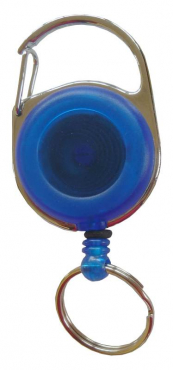 Image JOJO – Ausweishalter / Ausweisclip / Schlüsselanhänger mit runder Form, Metallumrandung, Gürtelclip, Schlüsselring, Farbe transparent blau- 10 Stück