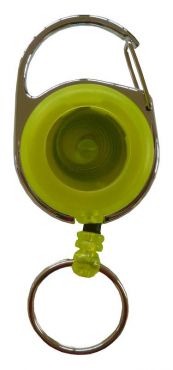 Image JOJO – Ausweishalter / Ausweisclip / Schlüsselanhänger mit runder Form, Metallumrandung, Gürtelclip, Schlüsselring, Farbe transparent gelb- 10 Stück