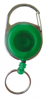Image JOJO – Ausweishalter / Ausweisclip / Schlüsselanhänger mit runder Form, Metallumrandung, Gürtelclip, Schlüsselring, Farbe transparent grün - 100 Stück