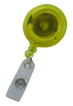 Image JOJO – Ausweishalter Ausweisclip Schlüsselanhänger, runde Form, Gürtelclip, Druckknopfschlaufe, Farbe transparent gelb - 100 Stück