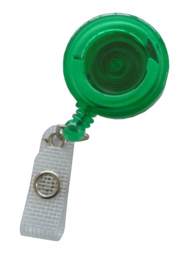 Image JOJO – Ausweishalter Ausweisclip Schlüsselanhänger, runde Form, Gürtelclip, Druckknopfschlaufe, Farbe transparent grün - 100 Stück
