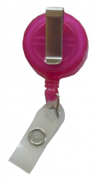 Image JOJO – Ausweishalter Ausweisclip Schlüsselanhänger, runde Form, Gürtelclip, Druckknopfschlaufe, Farbe transparent pink - 100 Stück