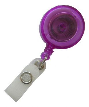 Image JOJO – Ausweishalter Ausweisclip Schlüsselanhänger, runde Form, Gürtelclip, Druckknopfschlaufe, Farbe transparent lila - 100 Stück