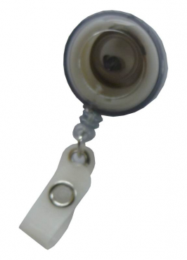 Image JOJO – Ausweishalter Ausweisclip Schlüsselanhänger, runde Form, Gürtelclip, Druckknopfschlaufe, Farbe transparent rauch - 10 Stück