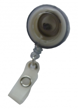 Image JOJO – Ausweishalter Ausweisclip Schlüsselanhänger, runde Form, Gürtelclip, Druckknopfschlaufe, Farbe transparent rauch - 100 Stück