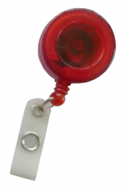 Image JOJO – Ausweishalter Ausweisclip Schlüsselanhänger, runde Form, Gürtelclip, Druckknopfschlaufe, Farbe transparent rot - 10 Stück