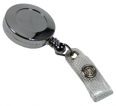Image JOJO – Ausweishalter Ausweisclip Schlüsselanhänger, runde Form, Gürtelclip, Druckknopfschlaufe, Farbe silber - 10 Stück