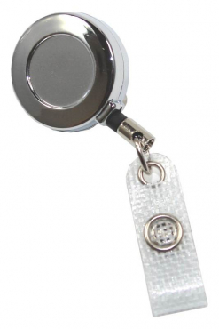 Image JOJO – Ausweishalter Ausweisclip Schlüsselanhänger, runde Form, aus Metall, Gürtelclip, Druckknopfschlaufe, Farbe silber - 100 Stück