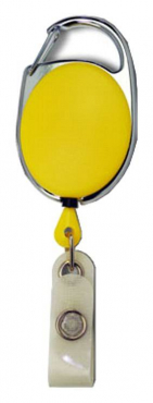 Image JOJO – Ausweishalter Ausweisclip Schlüsselanhänger ovale Form, Metallumrandung Druckknopfschlaufe, Farbe gelb - 10 Stück