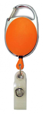 Image JOJO – Ausweishalter Ausweisclip Schlüsselanhänger ovale Form, Metallumrandung Druckknopfschlaufe, Farbe orange - 10 Stück