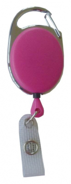 Image JOJO – Ausweishalter Ausweisclip Schlüsselanhänger ovale Form, Metallumrandung Druckknopfschlaufe, Farbe pink - 100 Stück