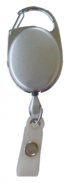Image JOJO – Ausweishalter Ausweisclip Schlüsselanhänger ovale Form, Metallumrandung Druckknopfschlaufe, Farbe silber - 100 Stück
