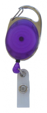 Image JOJO – Ausweishalter Ausweisclip Schlüsselanhänger ovale Form, Metallumrandung Druckknopfschlaufe, Farbe transparent lila - 10 Stück