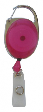 Image JOJO – Ausweishalter Ausweisclip Schlüsselanhänger ovale Form, Metallumrandung Druckknopfschlaufe, Farbe transparent pink - 10 Stück