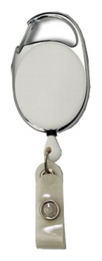 Image JOJO – Ausweishalter Ausweisclip Schlüsselanhänger ovale Form, Metallumrandung Druckknopfschlaufe, Farbe weiss - 10 Stück