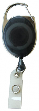 Image JOJO – Ausweishalter Ausweisclip Schlüsselanhänger ovale Form, Metallumrandung Druckknopfschlaufe, Farbe transparent schwarz - 10 Stück