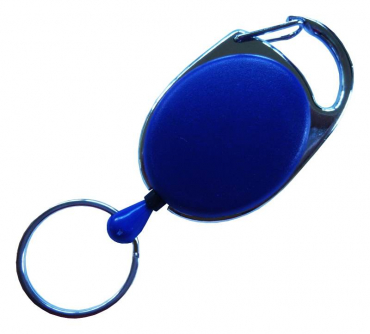 Image JOJO – Ausweishalter Ausweisclip Schlüsselanhänger ovale Form, Metallumrandung Schlüsselring, Farbe blau - 10 Stück