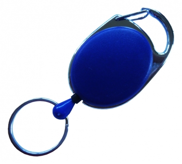 Image JOJO – Ausweishalter Ausweisclip Schlüsselanhänger ovale Form, Metallumrandung Schlüsselring, Farbe blau - 100 Stück