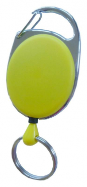 Image JOJO – Ausweishalter Ausweisclip Schlüsselanhänger ovale Form, Metallumrandung Schlüsselring, Farbe gelb - 100 Stück