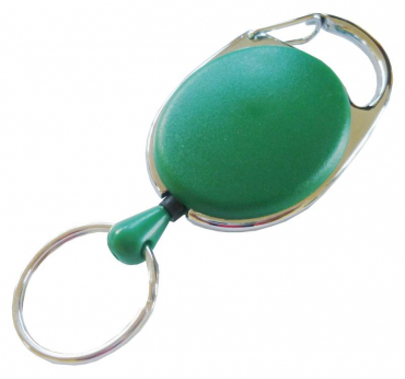 Image JOJO – Ausweishalter Ausweisclip Schlüsselanhänger ovale Form, Metallumrandung Schlüsselring, Farbe grün - 10 Stück