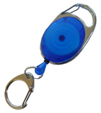 Image JOJO – Ausweishalter Ausweisclip Schlüsselanhänger ovale Form, Metallumrandung Karabinerhaken, Farbe transparent Blau - 10 Stück