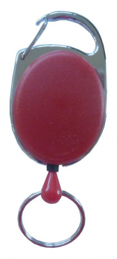 Image JOJO – Ausweishalter Ausweisclip Schlüsselanhänger ovale Form, Metallumrandung Schlüsselring, Farbe rot - 10 Stück