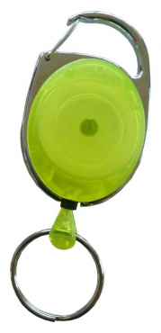 Image JOJO – Ausweishalter Ausweisclip Schlüsselanhänger ovale Form, Metallumrandung Schlüsselring, Farbe transparent gelb - 10 Stück