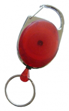 Image JOJO – Ausweishalter Ausweisclip Schlüsselanhänger ovale Form, Metallumrandung Schlüsselring, Farbe transparent rot - 10 Stück