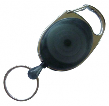 Image JOJO – Ausweishalter Ausweisclip Schlüsselanhänger ovale Form, Metallumrandung Schlüsselring, Farbe transparent schwarz - 10 Stück