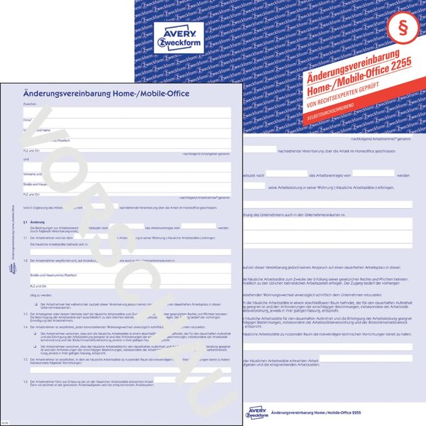 Image Änderungsvereinbarung Home-/ Mobile-Office, DIN A4, selbst-