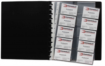 Image Visitenkartenbuch Flexzip A4 schwarz mit 10 auswechselbaren Hüllen für bis zu 400 Visitenkarten