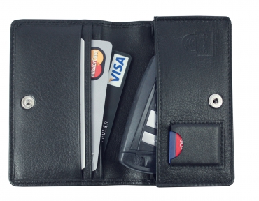 Image Multifunktionelle RFID Sicherheitslederhülle für EC-Karten mit Fach für Autoschlüssel