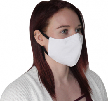 Image Behelfsmundschutz Größe L passend für Kopfgrößen mit Durchmesser ca. 61-64 cm aus Baumwolle genäht Made in EU Farbe: weiss - schwarz