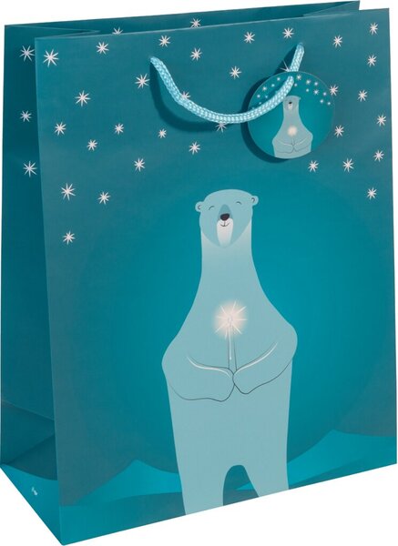 Image sigel Weihnachts-Geschenktüte "Polar bear with candle", groß