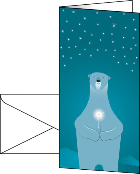 Image sigel Weihnachtskarte "Polar bear with candle", DIN lang