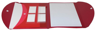Image EXXO by HFP Tagungsmappe / Schreibmappe / Kongressmappe A4, aus PP, mit Einschubtaschen, Visitenkartentaschen, inkl. Schreibblock, Klappe mit Klettverschluss, Farbe: transparent rot - 1 Stück