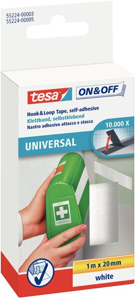 Image tesa Klettband zum Aufkleben Abmessung: 20mm x 1m, weiß