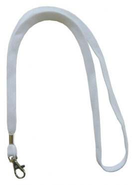 Image Umhängeband / Lanyards Schlüsselanhänger aus weichem Polyester mit drehbaren Karabinerhaken, Farbe: weiss - 100 Bänder
