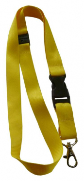Image Umhängeband / Lanyards / Schlüsselanhänger aus Polyester mit drehbarem Karabinerhaken, mit Steckschnalle und Sicherheitsbruchstelle, Farbe: gelb - 10 Bänder