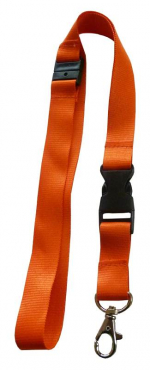 Image Umhängeband / Lanyards / Schlüsselanhänger aus Polyester mit drehbarem Karabinerhaken, mit Steckschnalle und Sicherheitsbruchstelle, Farbe: orange - 10 Bänder