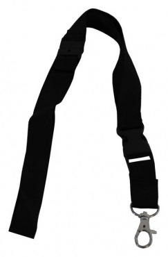 Image Umhängeband / Lanyards / Schlüsselanhänger aus Polyester mit drehbarem Karabinerhaken, mit Steckschnalle und Sicherheitsbruchstelle, Farbe: schwarz - 100 Bänder