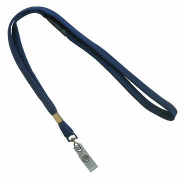 Image Umhängeband / Lanyards / Schlüsselanhänger aus weichem Polyester mit Sicherheitsbruchstelle und klarer Lasche mit Druckknopf, Farbe: dunkel blau - 100 Bänder