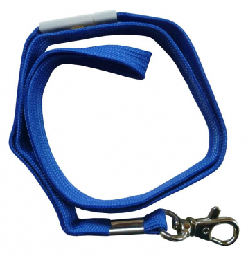 Image Umhängeband / Lanyards Schlüsselanhänger, aus weichem Polyester, mit drehbaren Karabinerhaken, Sicherheitsbruchstelle, Farbe: blau - 100 Bänder