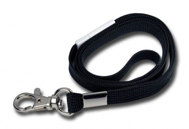 Image Umhängeband / Lanyards Schlüsselanhänger, aus weichem Polyester, mit drehbaren Karabinerhaken, Sicherheitsbruchstelle, Farbe: schwarz - 10 Bänder