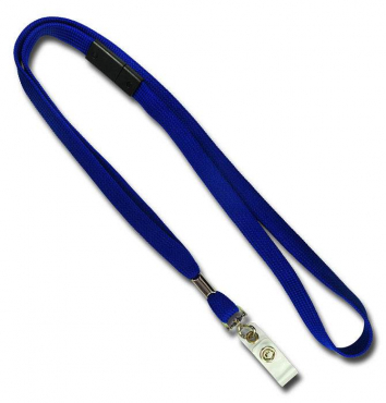 Image Umhängeband / Lanyards / Schlüsselanhänger aus weichem Polyester mit Sicherheitsbruchstelle und klarer Lasche mit Druckknopf, Farbe: blau - 100 Bänder