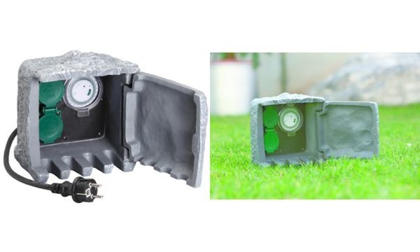 Image uniTEC Garten-Steckdosenverteiler Steinoptik, 2-fach (11580106)