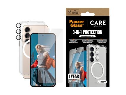 PANZERGLASS CARE Flagship 3-in-1 Hülle + Schutzglas Set Samsung Galaxy S25 Tran