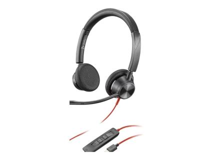 HP Poly Blackwire 3325 Stereo USB-C Headset +3.5mm Plug +USB-C/A Adapter